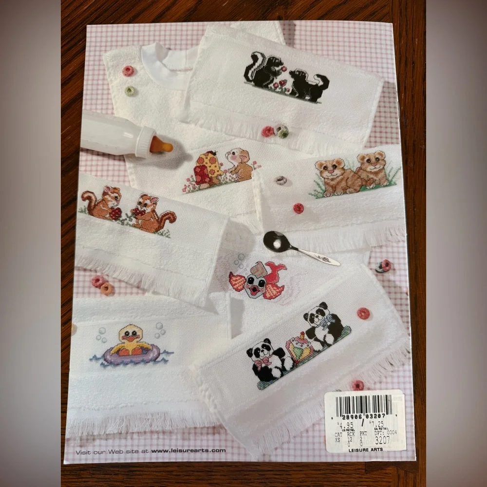 Leisure Arts Cross stitch pattern lot of 4 Nursery ABCs Bibs‎ Baby’s Buddies